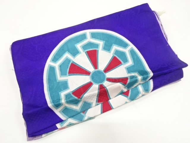 JAPANESE KIMONO / ANTIQUE GENJI WHEEL PATTERN KIMONO ARAIHARI